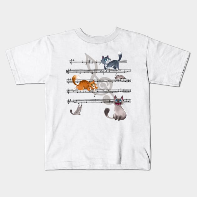 Cats music Kids T-Shirt by KimLeex